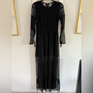 BCBGMaxAzria Black Long Sleeve Lace Dress